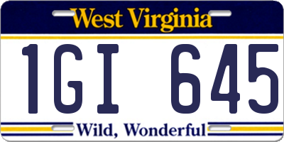 WV license plate 1GI645