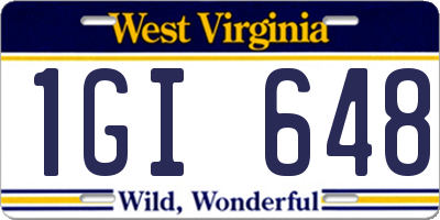 WV license plate 1GI648