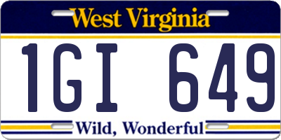 WV license plate 1GI649