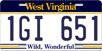 WV license plate 1GI651