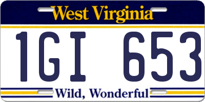 WV license plate 1GI653