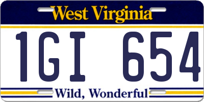 WV license plate 1GI654
