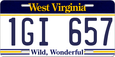 WV license plate 1GI657