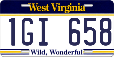 WV license plate 1GI658