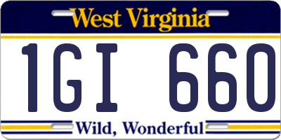 WV license plate 1GI660