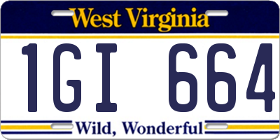 WV license plate 1GI664