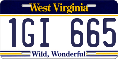 WV license plate 1GI665