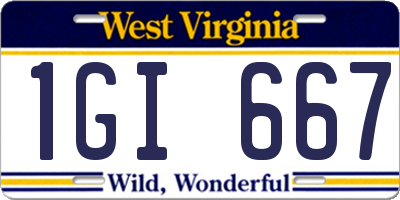 WV license plate 1GI667