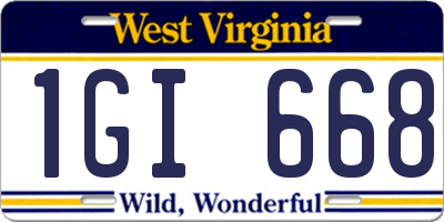 WV license plate 1GI668