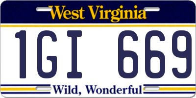 WV license plate 1GI669