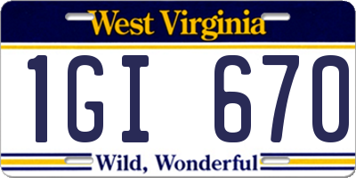 WV license plate 1GI670