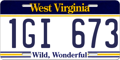 WV license plate 1GI673