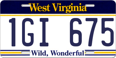 WV license plate 1GI675