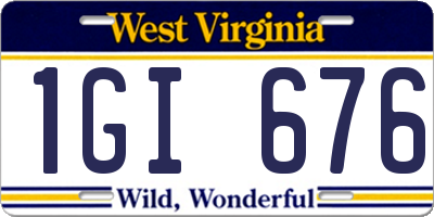 WV license plate 1GI676