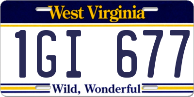 WV license plate 1GI677