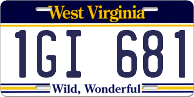 WV license plate 1GI681