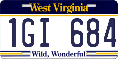 WV license plate 1GI684