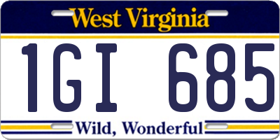 WV license plate 1GI685