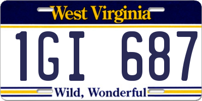 WV license plate 1GI687