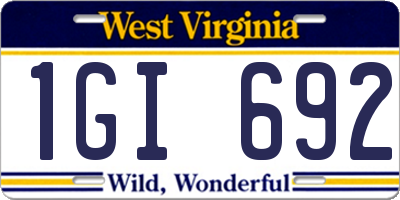 WV license plate 1GI692