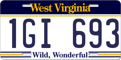 WV license plate 1GI693