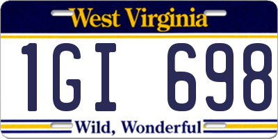 WV license plate 1GI698
