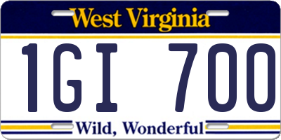 WV license plate 1GI700
