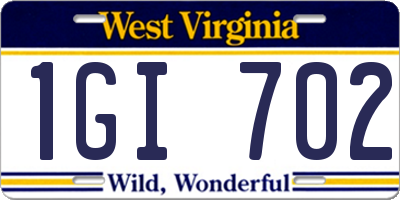 WV license plate 1GI702