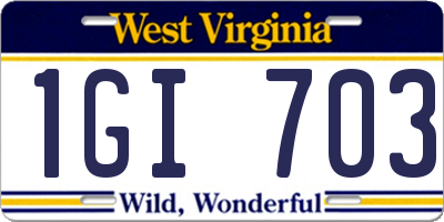 WV license plate 1GI703