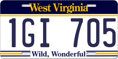 WV license plate 1GI705