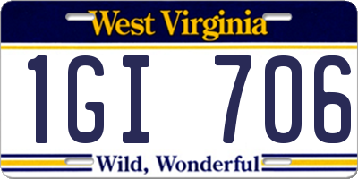 WV license plate 1GI706