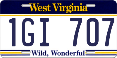 WV license plate 1GI707