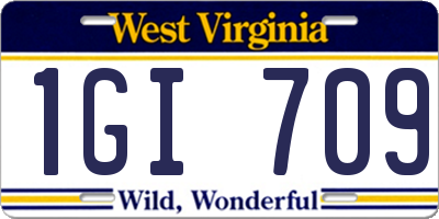 WV license plate 1GI709