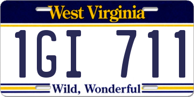 WV license plate 1GI711