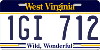WV license plate 1GI712