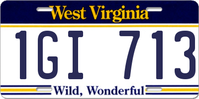 WV license plate 1GI713
