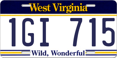 WV license plate 1GI715