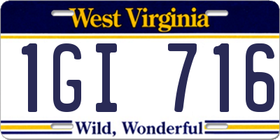 WV license plate 1GI716