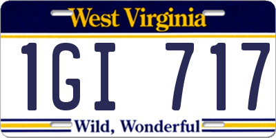 WV license plate 1GI717