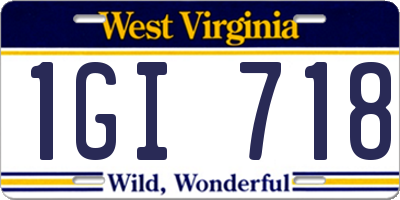 WV license plate 1GI718