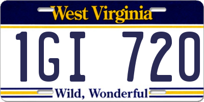 WV license plate 1GI720