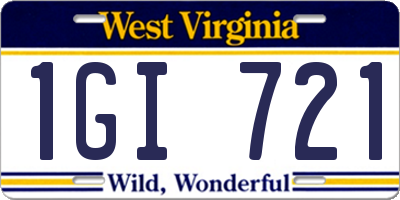 WV license plate 1GI721