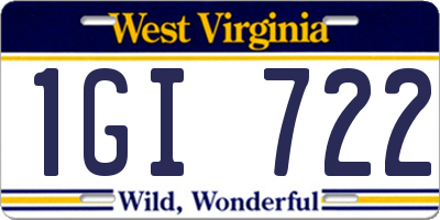 WV license plate 1GI722