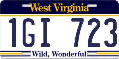 WV license plate 1GI723