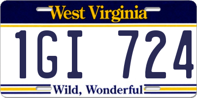 WV license plate 1GI724
