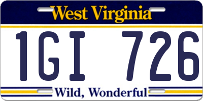 WV license plate 1GI726