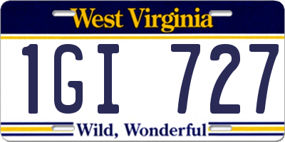 WV license plate 1GI727
