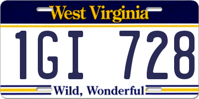 WV license plate 1GI728