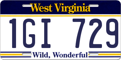 WV license plate 1GI729
