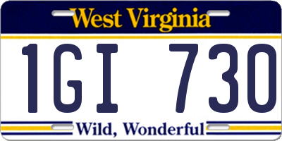 WV license plate 1GI730